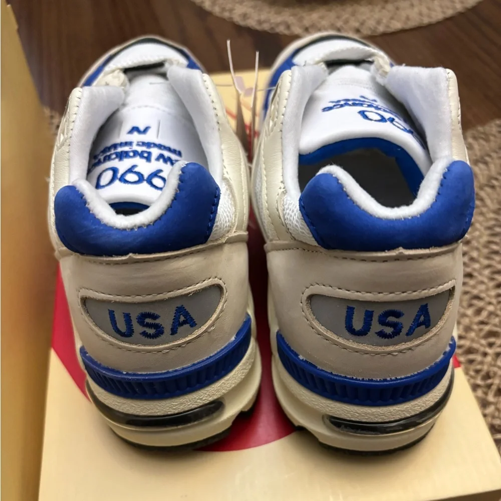 New Balance 990v2 Made in US White/Blue Teddy Santis Sneakers New in Box